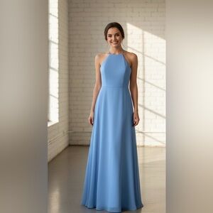 NWT• After Six Windsor Blue Halter Chiffon Maxi Dress Gown Prom Wedding Guest 6